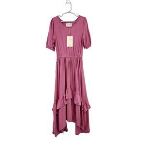 Mia Joy Girl's Asymmetrical Ruffled Tiered Harley Midi Dress